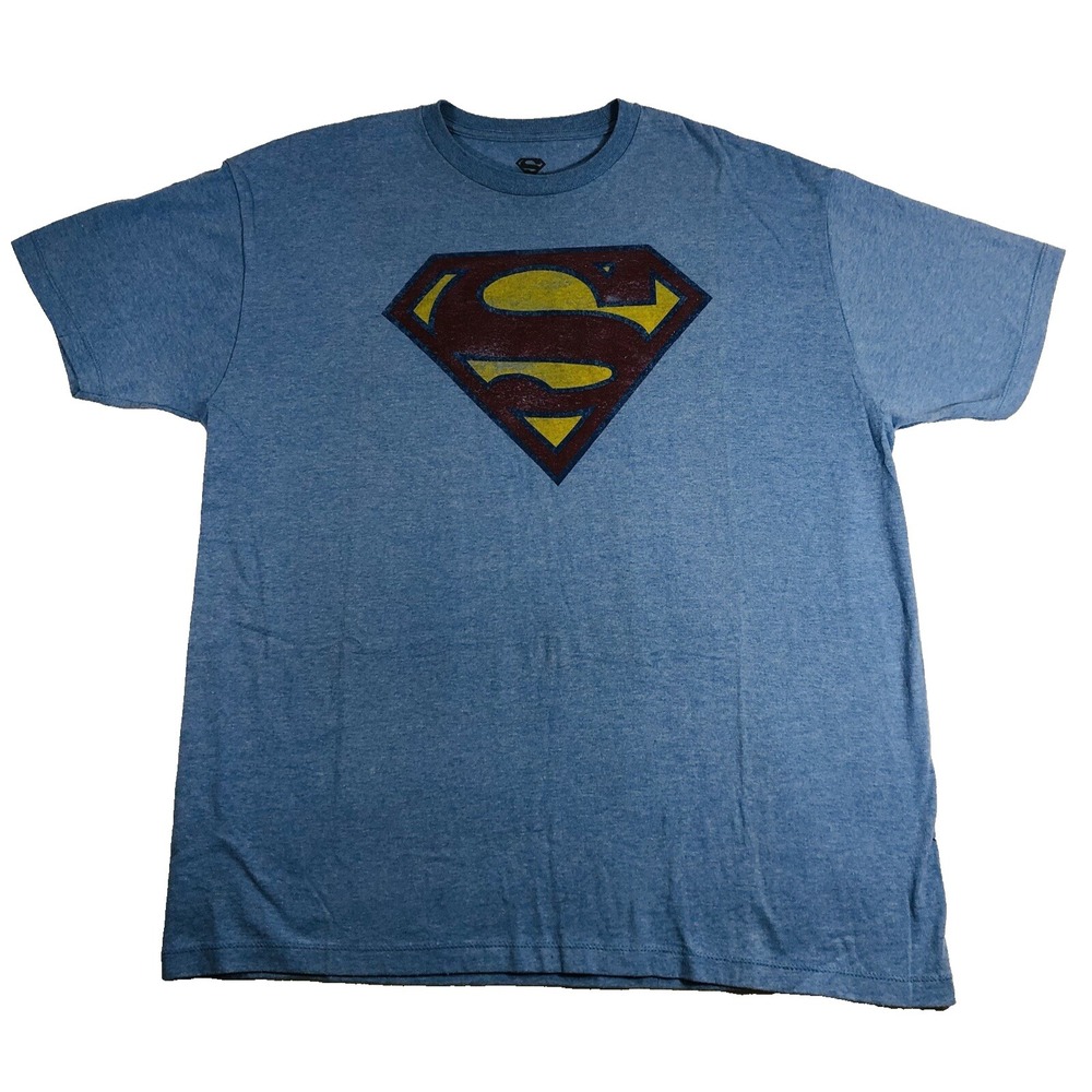 Superman Logo Shirt Men's XXL Blue Red Yellow DC Comics Superhero Short Sleeve